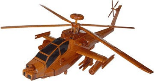 AH64 Apache Mahogany Wood Desktop Helicopter Model