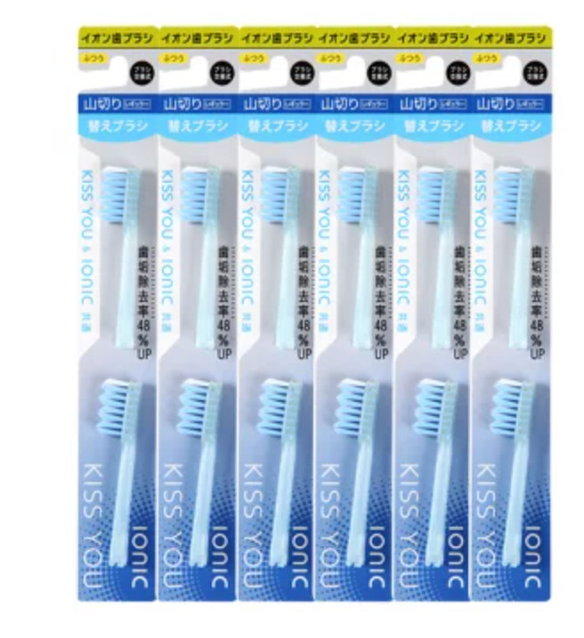 KISS YOU IONIC Toothbrush replacement serration cut 12pcs made in Japan