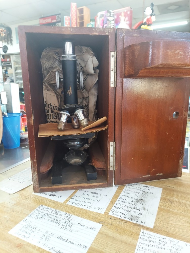E. Leitz Wetzlar Brass Microscope In Box