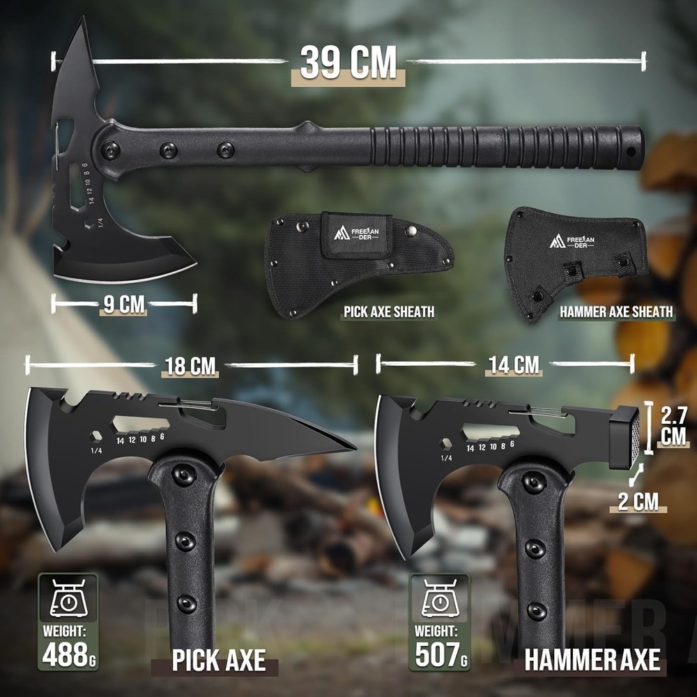 Tactical Axe 2 Pack Sharp Tomahawk W/ Sheath Portable Tomahawk W/ Clip