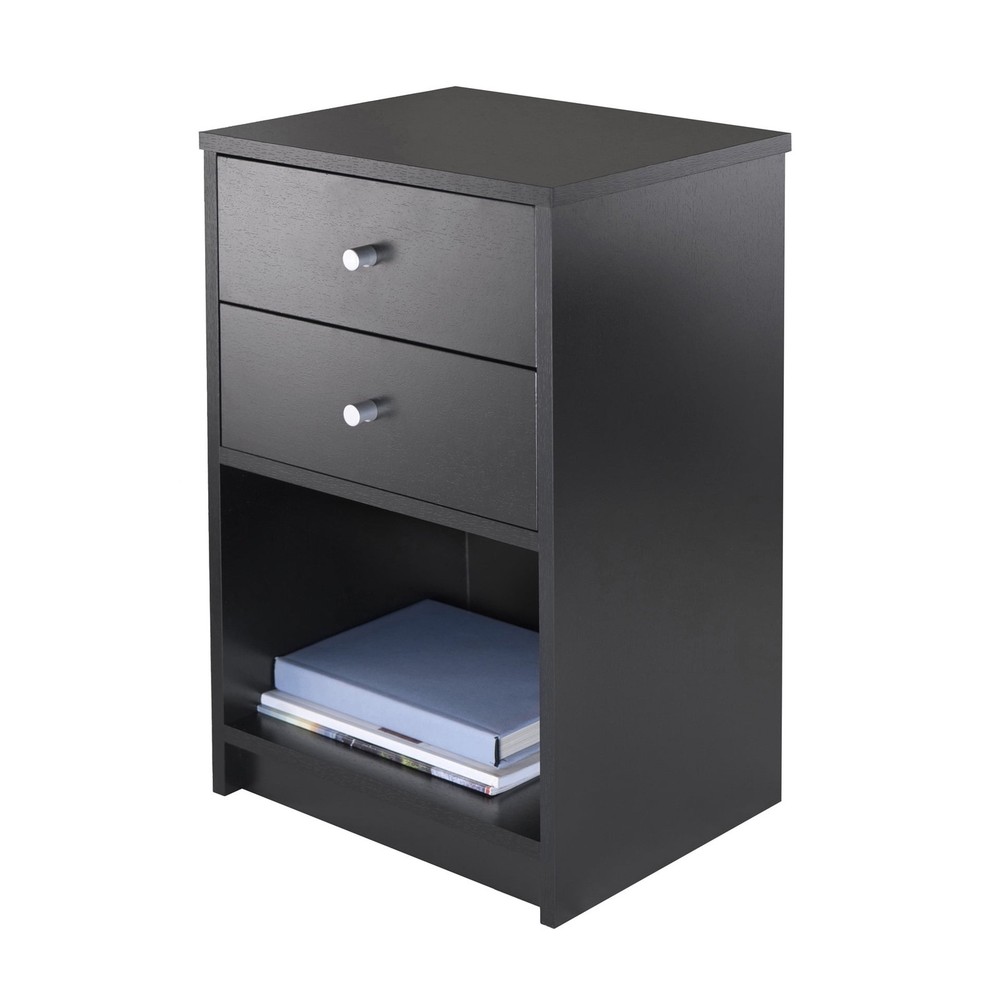 2 - Drawer Accent Table, Nightstand, Black Finish