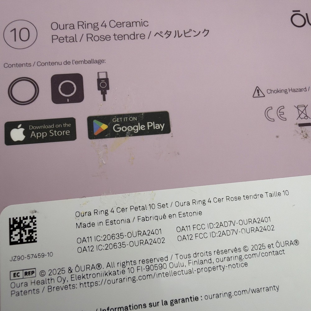 BOX ONLY!! Oura Ring 4 - Ceramic Size 10 Petal