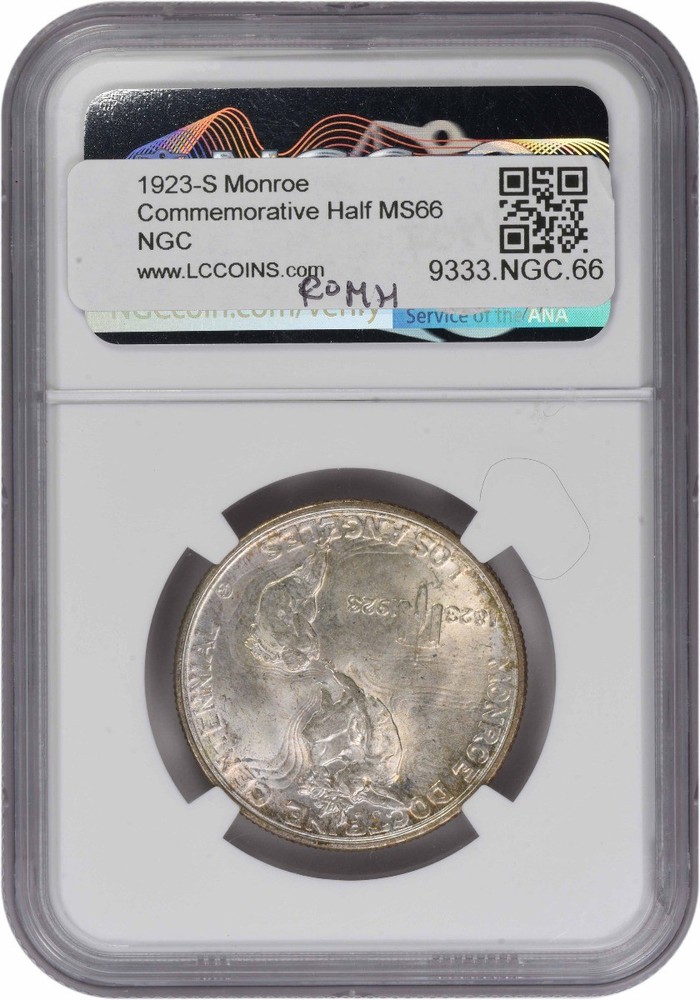 Monroe Commemorative Silver Half Dollar 1923-S MS66 NGC
