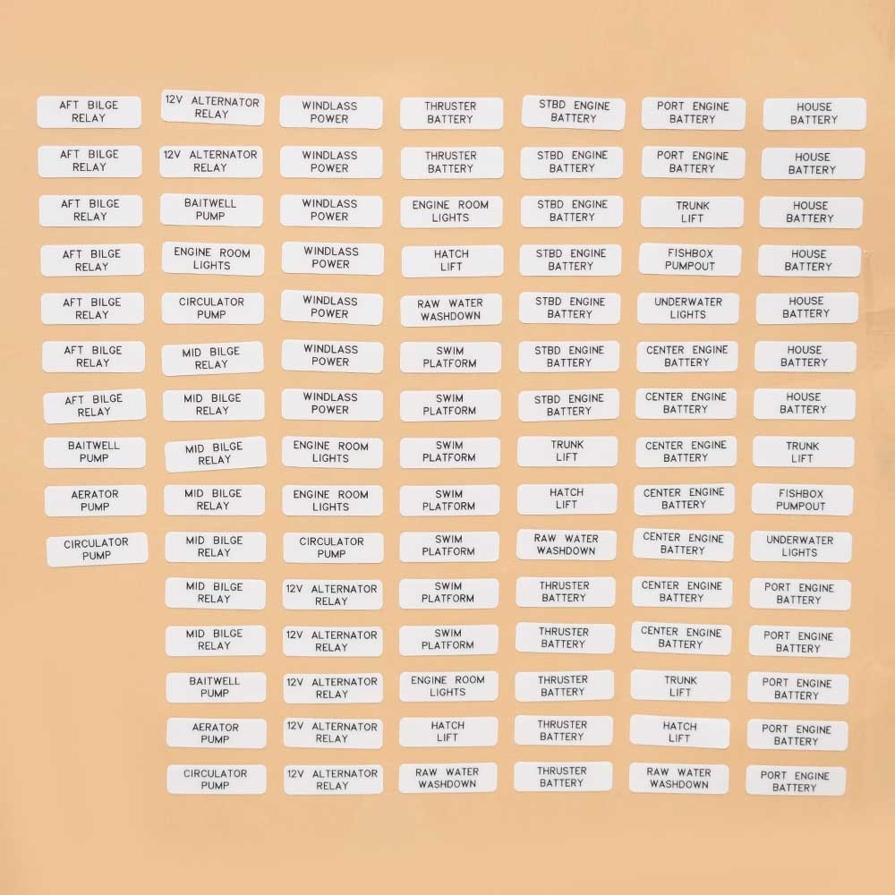 Tiara Boat Breaker Panel Labels |  Switch Stickers (100 PC)