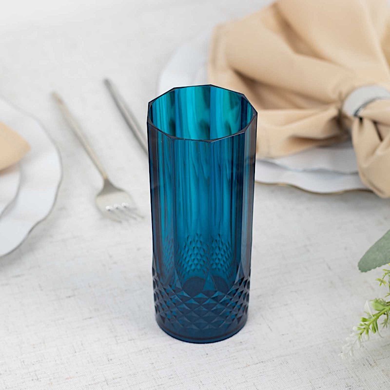 6 Navy Blue 14 oz Crystal Plastic Drinking Glasses Party Events Tableware