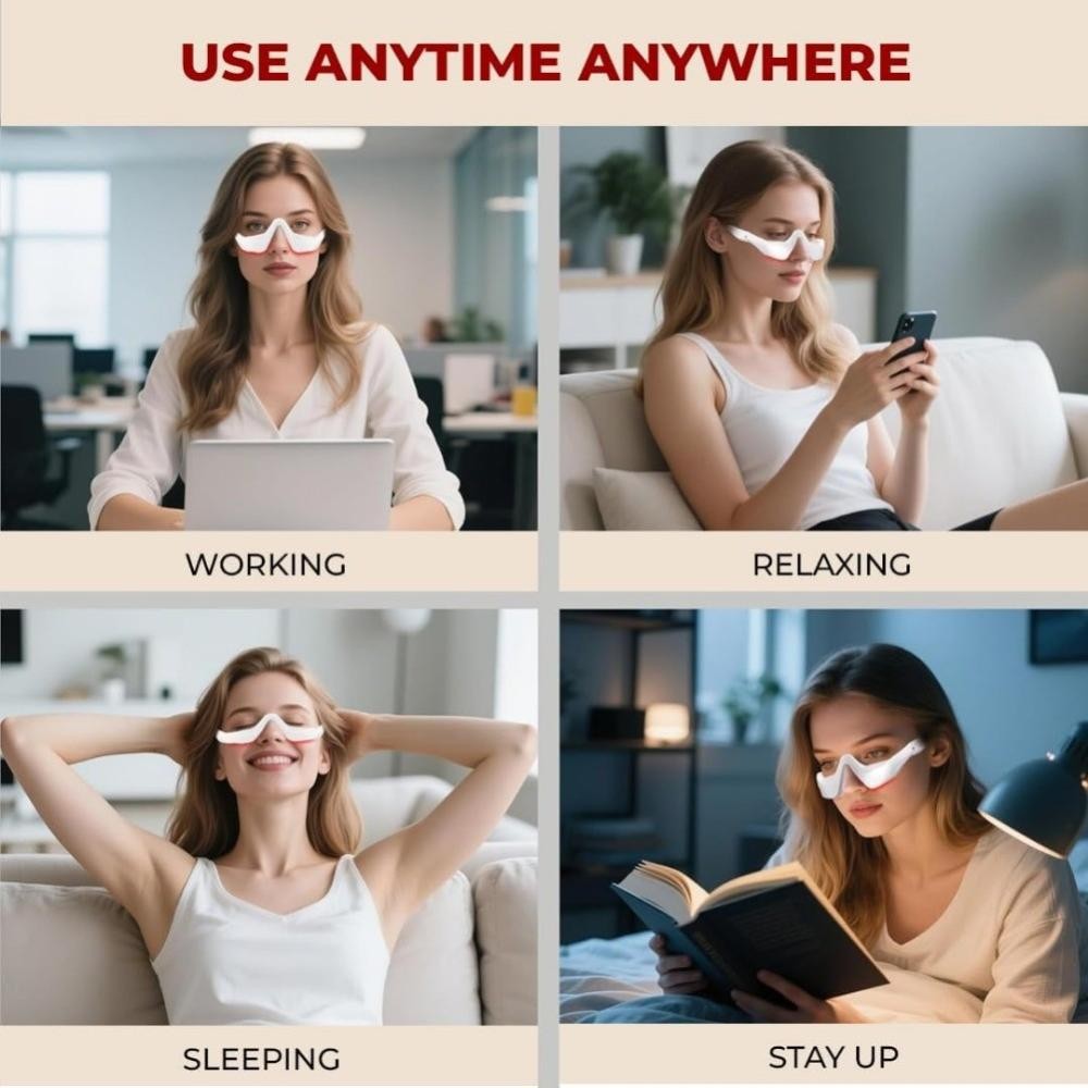Red Light Therapy Eye Massager Glasses, Microcurrent Eye & Face Beauty Device US