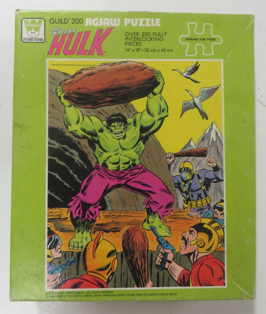 Vtg 1976 THE INCREDIBLE HULK Jigsaw Puzzle Whitman Over 200 Pieces 99% Complete