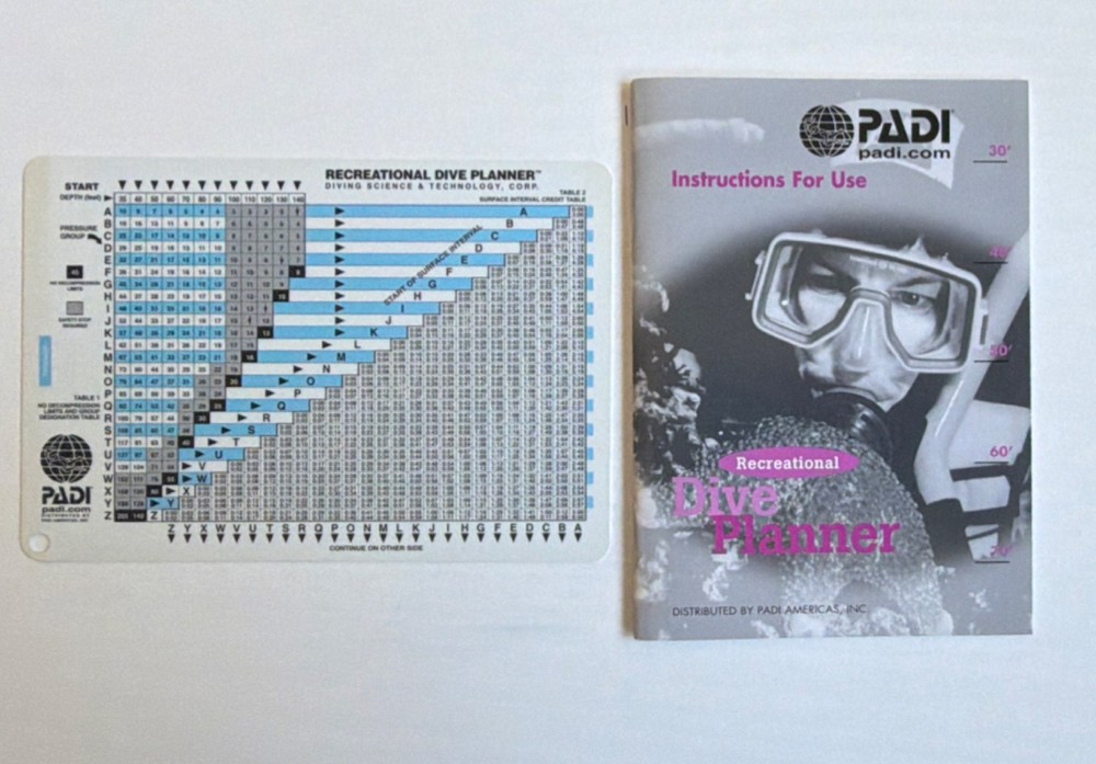 PADI Recreational Dive Planner Imperial RDP with Instructions