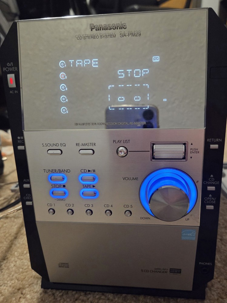 Panasonic SA-PM29 Stereo System 5 Disc CD Cassette w/ Remote *TESTED WORKS*