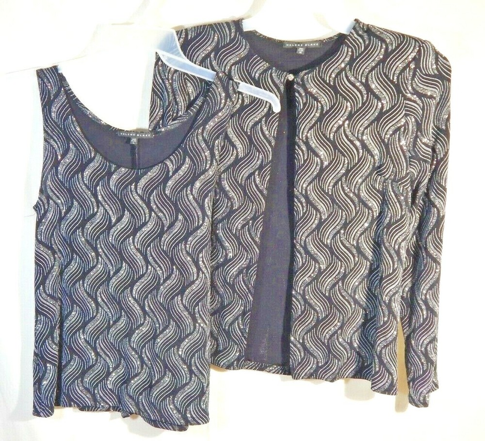 Helene Blake Embroidered 2-Pc Cocktail Top & Jacket Size Med Jacket & Large Top