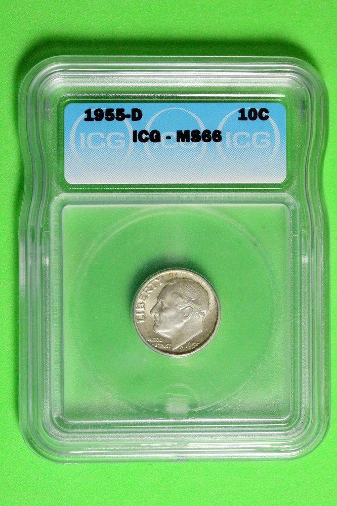 1955 D ICG MS66 Roosevelt Dime #B26350