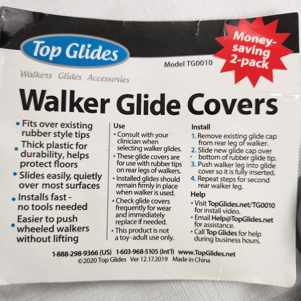Walker Glide Covers 2pack Plastic Gray