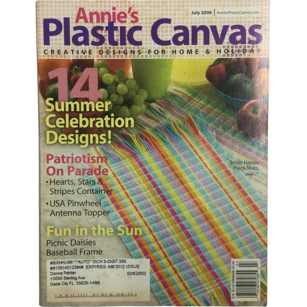 Annies Plastic Canvas Pattern Magazine Lot Holiday Projects + More July 2006-07
