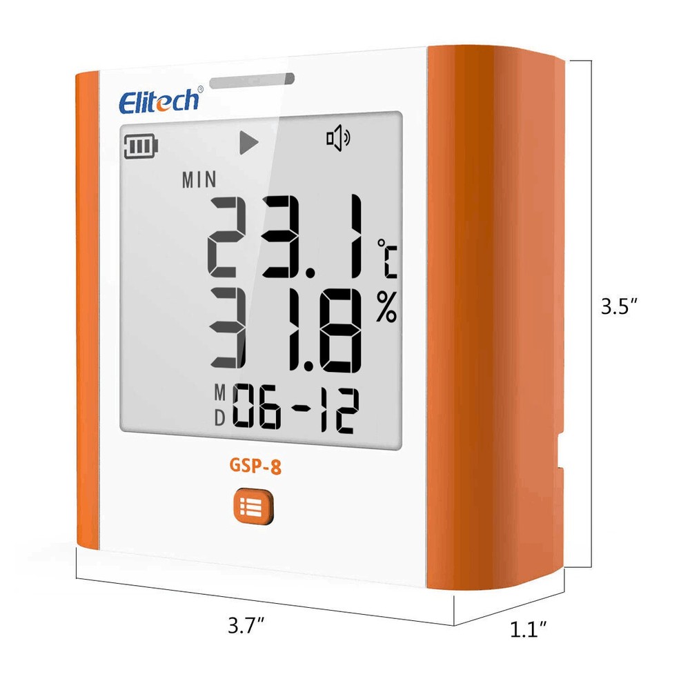 Elitech GSP-8 Temperature Data Logger Humidity Recorder USB DDL Quick PDF Report