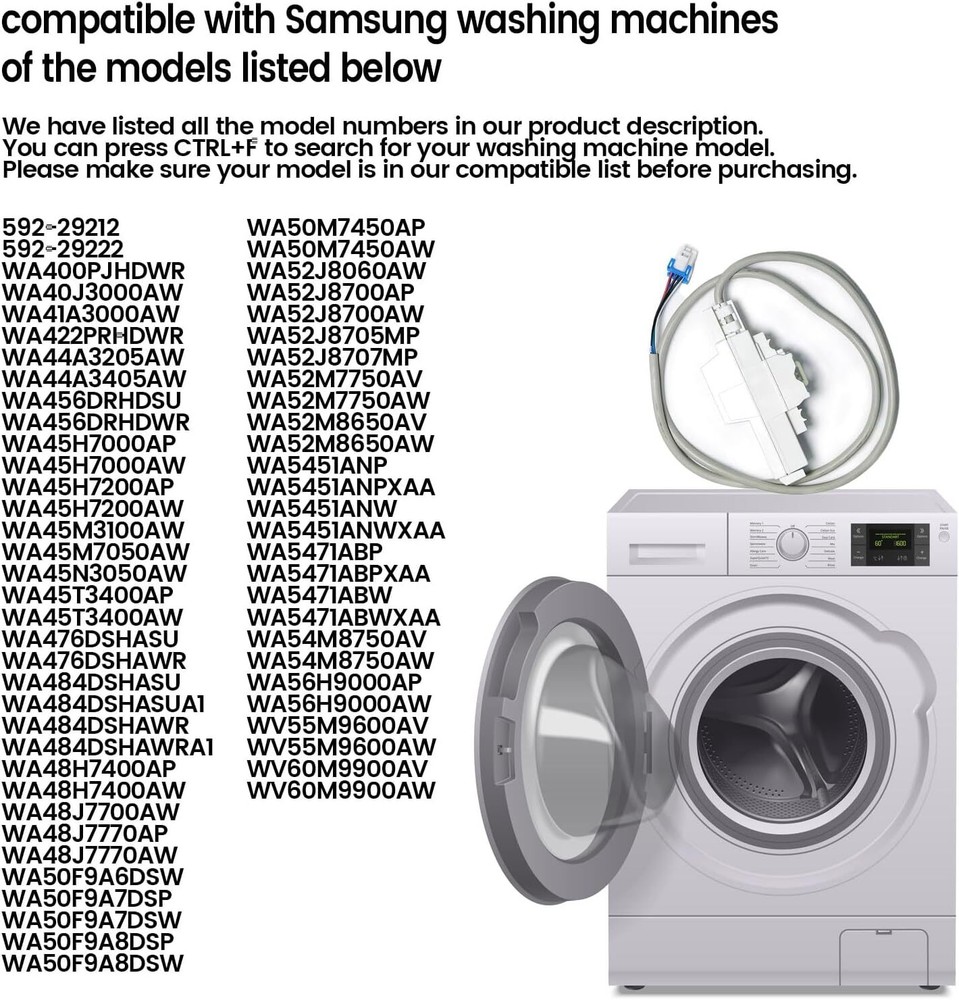 Exact Replacement DC34-00025E for Samsung Washer Door Lock Switch