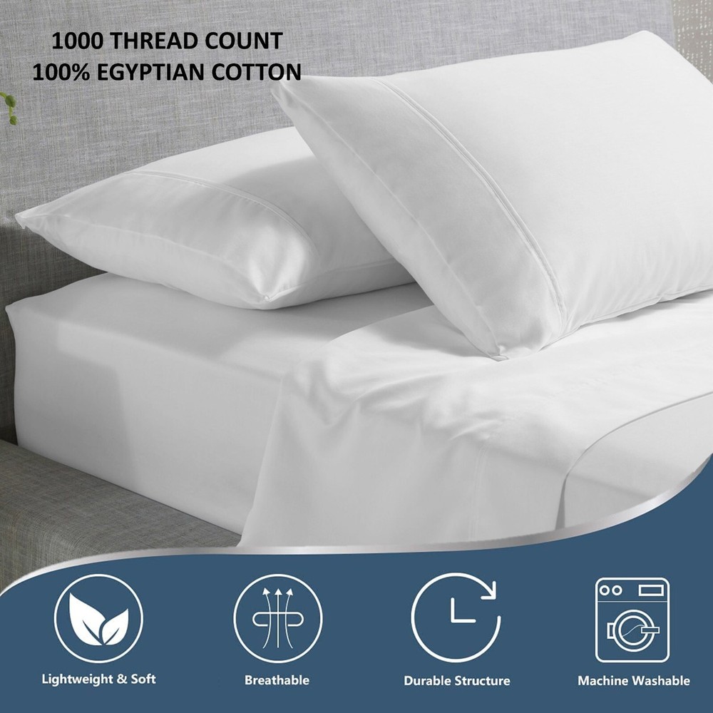 Egyptian Cotton 1000 TC Half Split Head Flex Top Sheet Set Adjustable 15 Deep