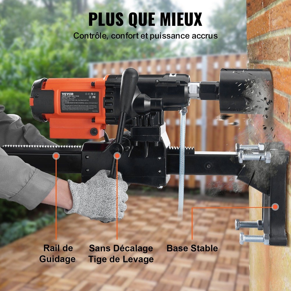 Concrete Core Drill Machine, 8in, 2500W, Steel Frame