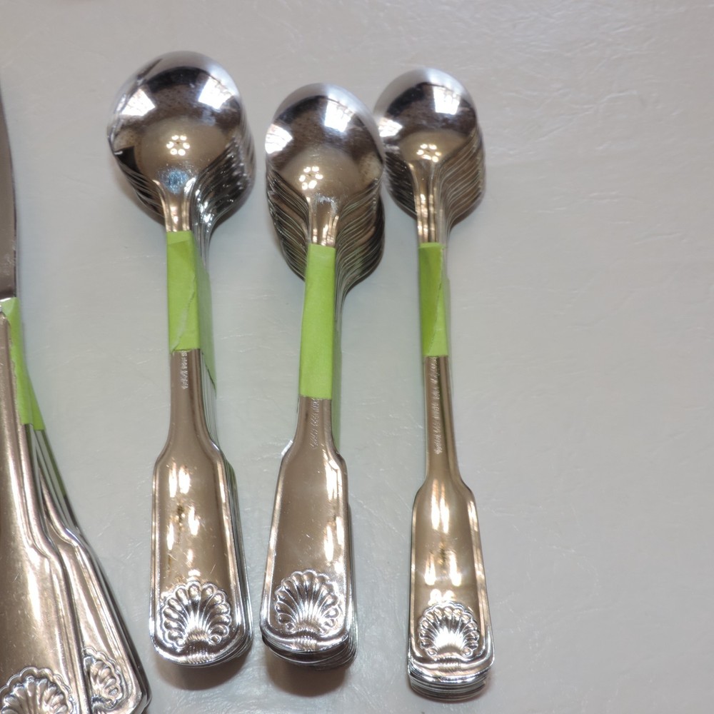 Cambridge SHELL Stainless Flatware 12 7-pc Place Settings + Serving 100 Pieces