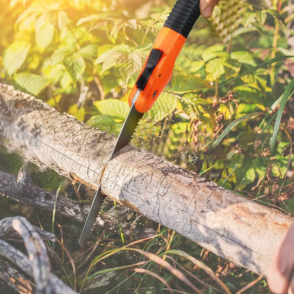 Folding Pruning Saw, Premium Folding Hand Saw with Secure Lock Comfort Soft Grip