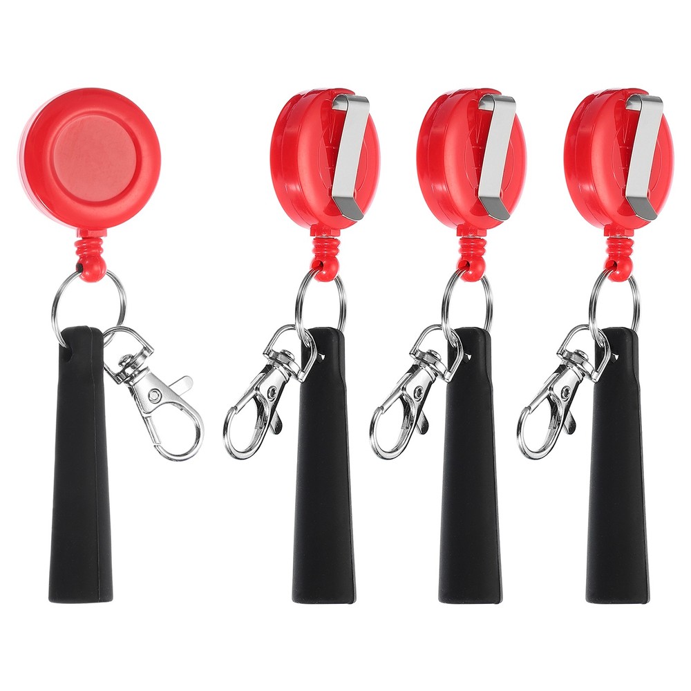 Retractable Pen Holder, 4pcs Pull Pen Pencil Holder Elastic Silicone, Red