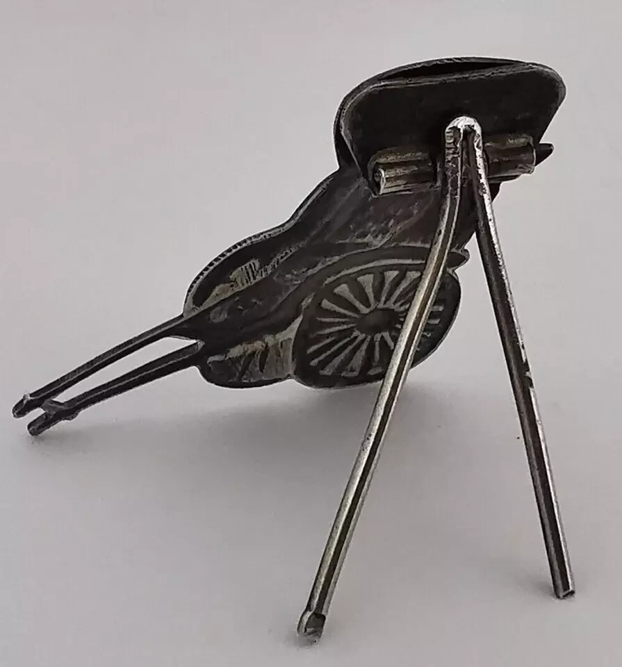 Chinese Solid Silver Menu Stand In The Form Of A Rickshaw.