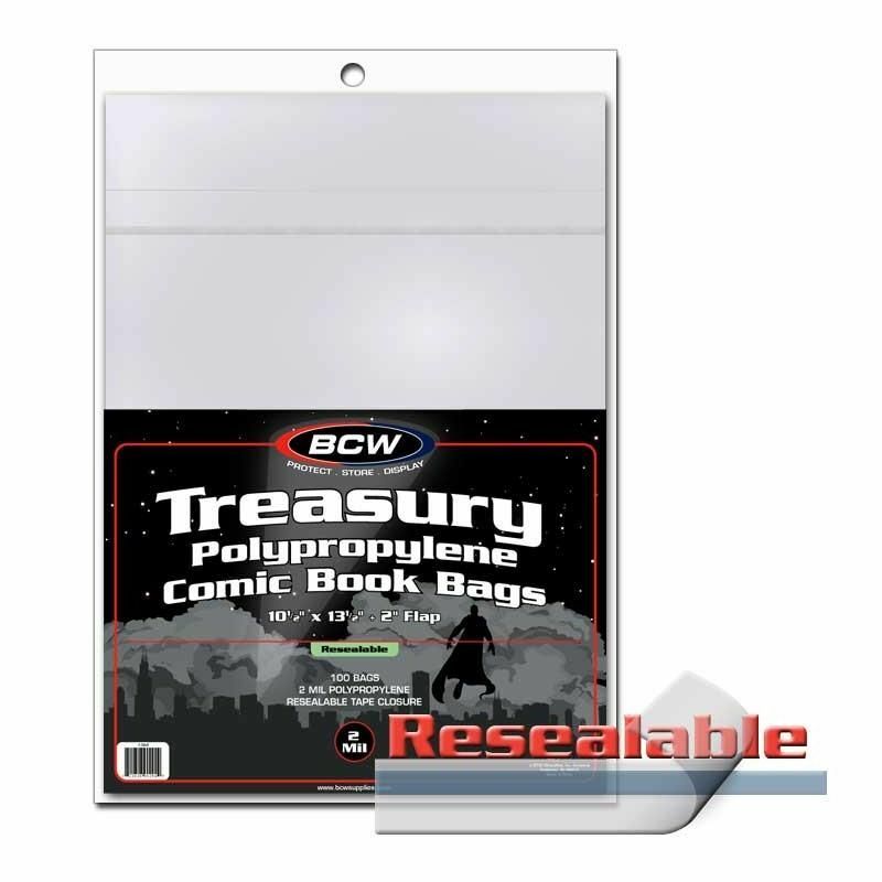 (100 Count Pack) BCW Large Treasury Size Resealable Comic Book Bags