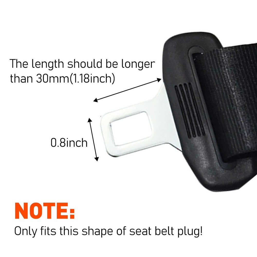 1Pack Universal Auto Car Seat Belt Buckle Socket Plug Connector W/ Warning Cable