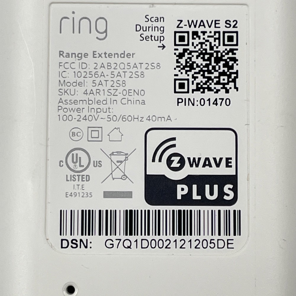 Ring Alarm - Range Extender - Z Wave Plus 2nd Gen (5AT2S8)