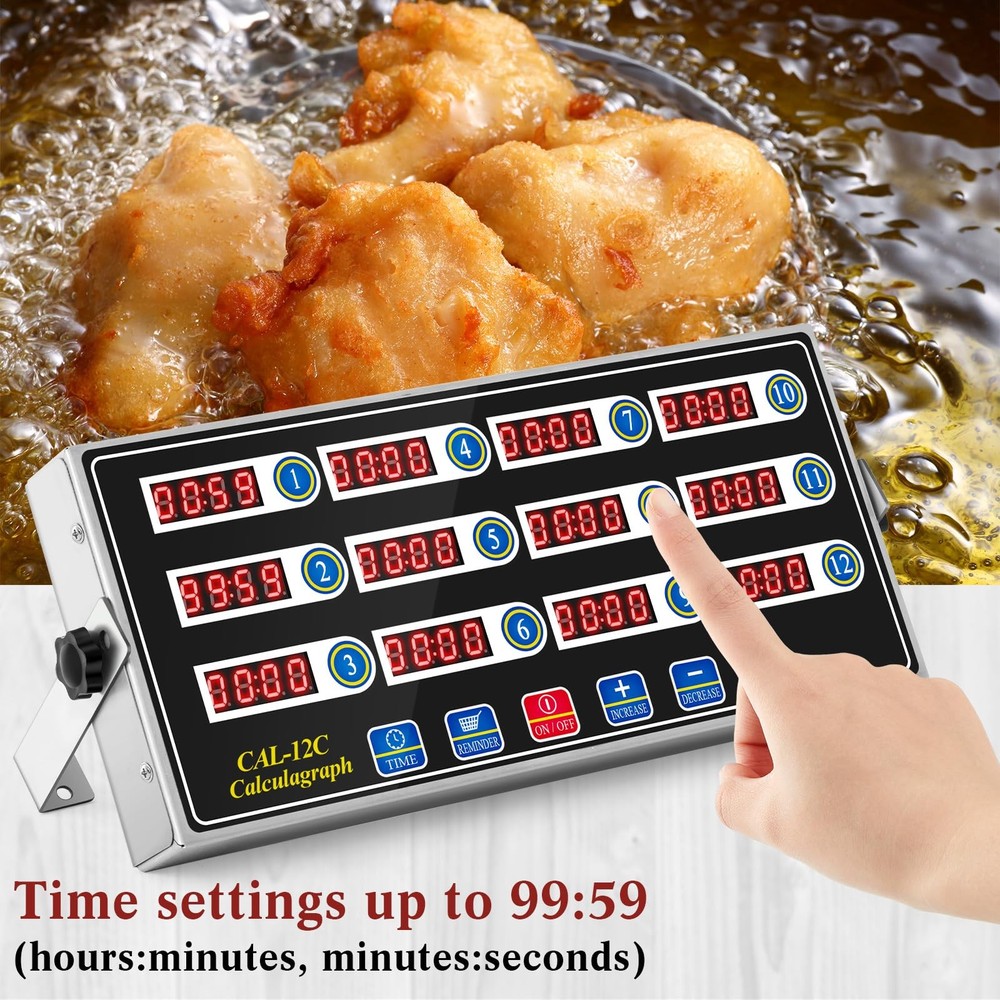 1 Pack 12-Channel Digital Kitchen Timer, Commercial Cooking Timer with Loud A...