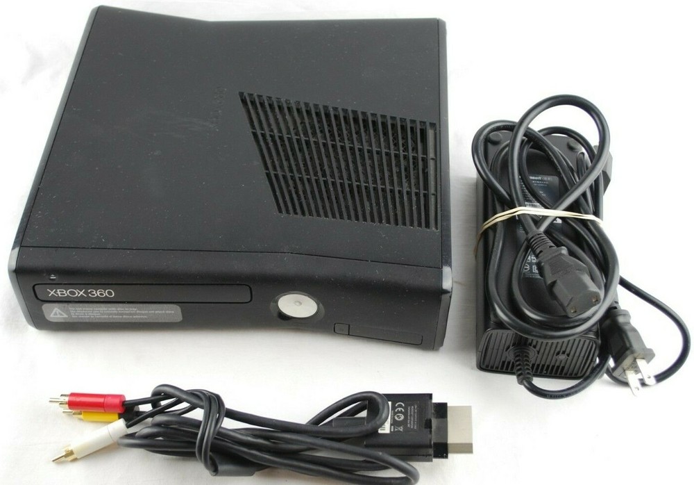Microsoft Xbox 360 S Black Working Console System Cable Bundle
