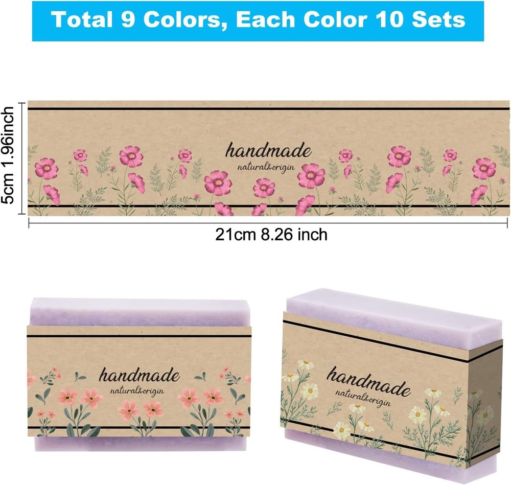 90pcs Soap Packaging Paper 9 Styles Soap Wrapper Kraft Paper Texture Soap Wra...