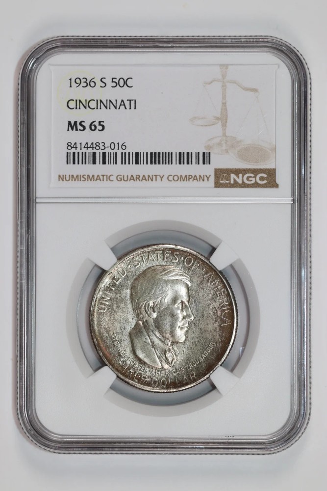 1936-S CINCINNATI COMMEMORATIVE HALF DOLLAR NGC MS65