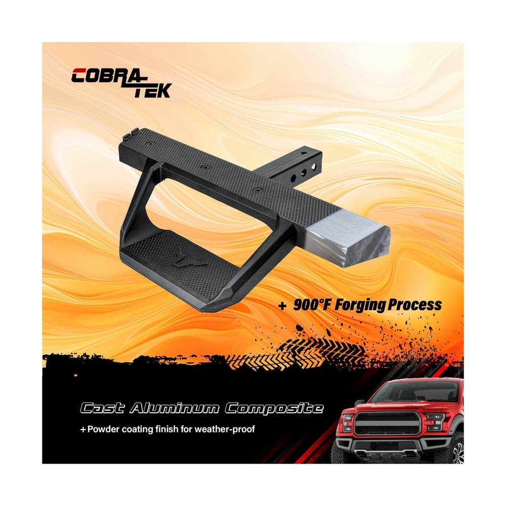 Bully Black 2" Class III 2 Stage Hitch Receiver Bumper Step Black Poweder Coa...
