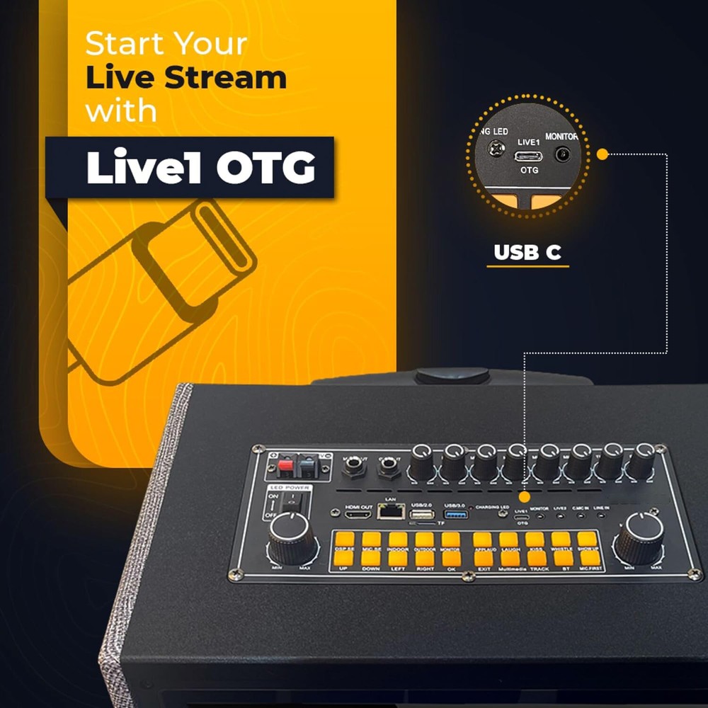 LOUD Bluetooth Speaker Karaoke Machine w/ Wireless Mic & Lyrics Display Screen