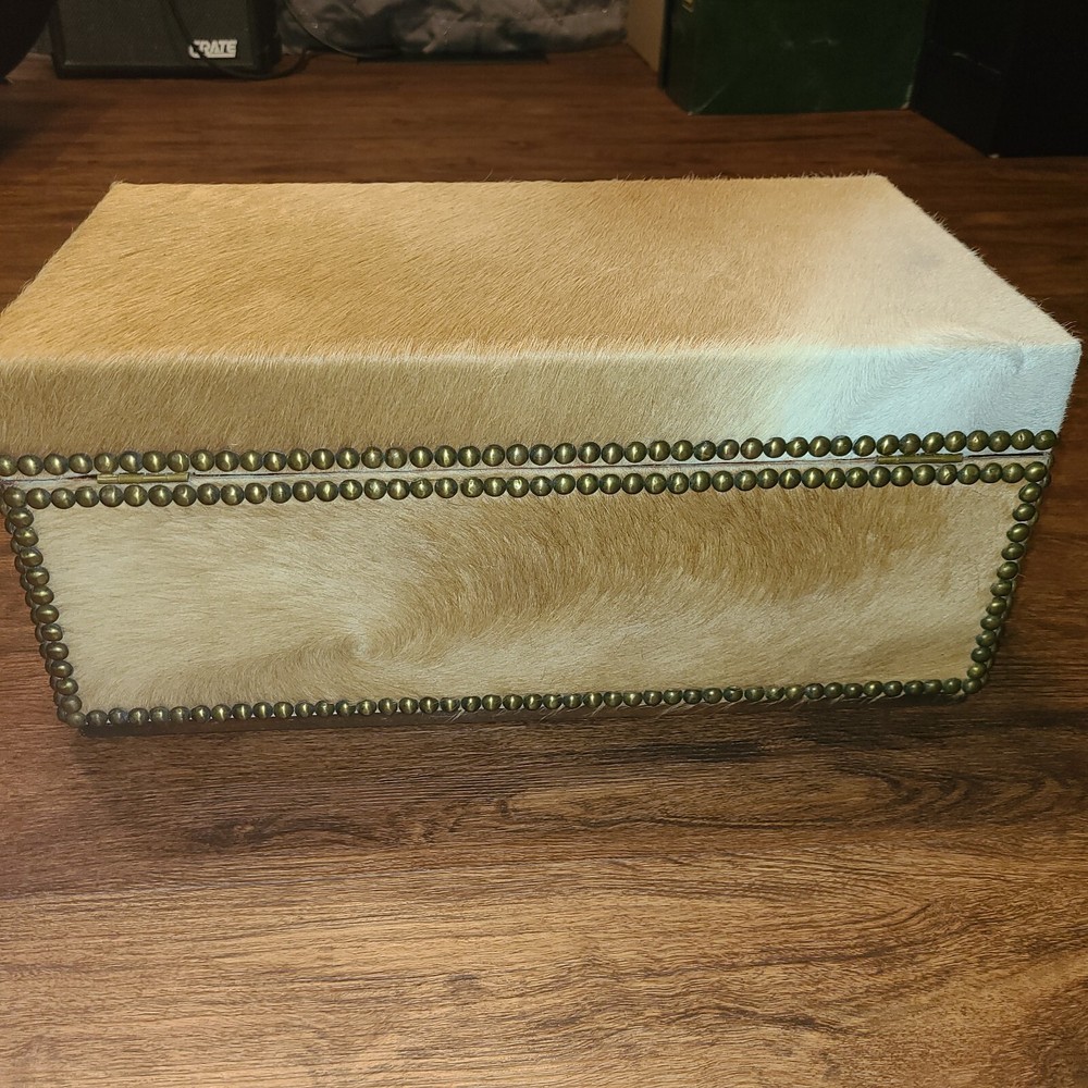 Vintage Deer Hide Small Cedar Chest Trunk