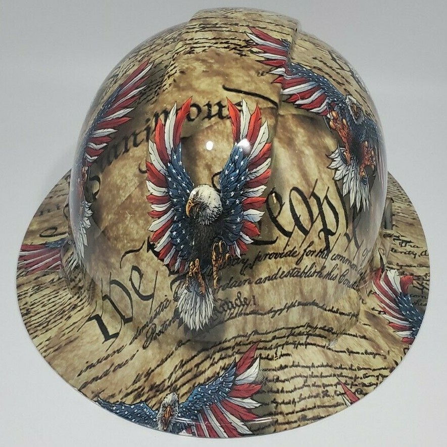 New Full Brim Hard Hat Custom Hydro Dipped SECOND AMMENDMENT EAGLE. Free Ship
