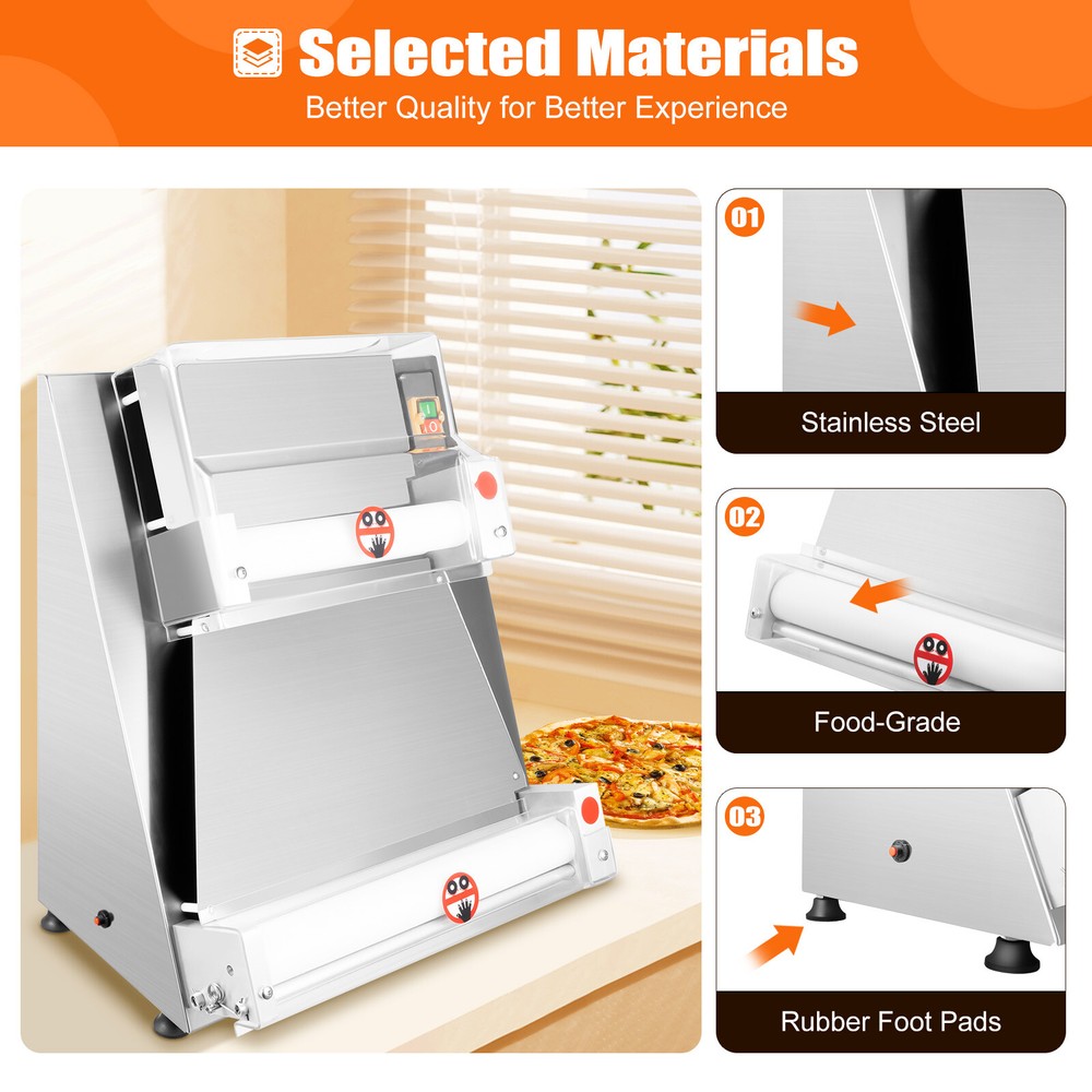110V Automatic Commercial Dough Roller Sheeter Pizza Dough Roller Sheeter Max16"