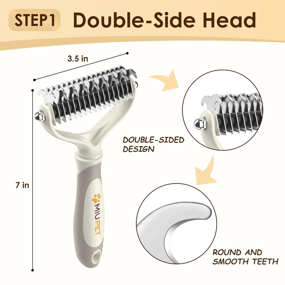 Ergonomic Deshedding Brush Set for Long-Haired Pets - Ultimate Grooming Solution