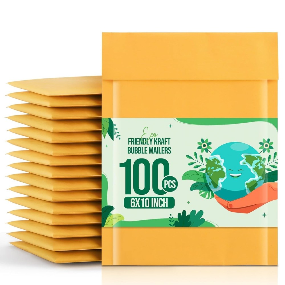 Durable 6x10" Kraft Self-Seal Bubble Envelopes - 100 Pack for Secure Shipping