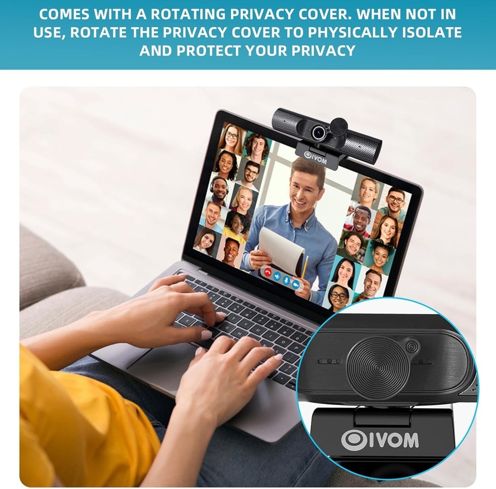 Webcam With Microphone and Speaker, 1080P Web Camera for Desktop Computer Lap...