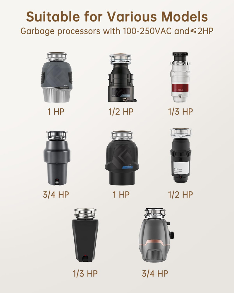 Garbage Disposal Wireless Switch, Buckle Design & Removable Remote Control Outle