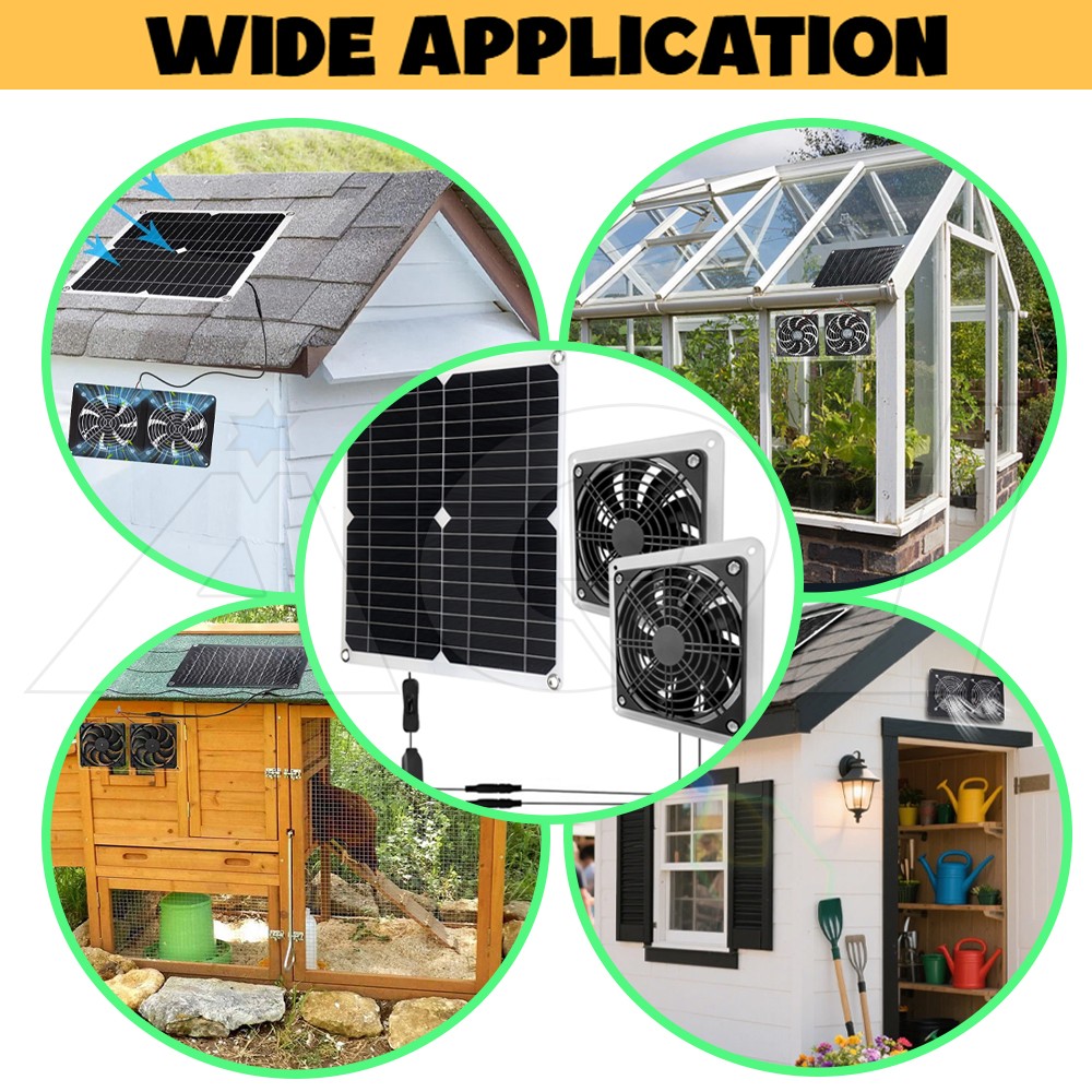 Solar Powered Fan Kit Solar Panel Fan Waterproof DC Exhaust Fan for Chicken Coop
