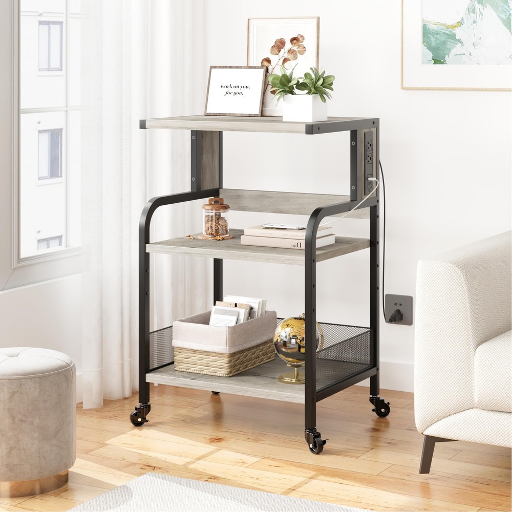 Printer Stand Versatile Printer Frame with 3-Tier Storage shelves and castors