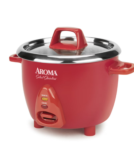 Aroma 6 Cup White Simply Stainless Pot - Red