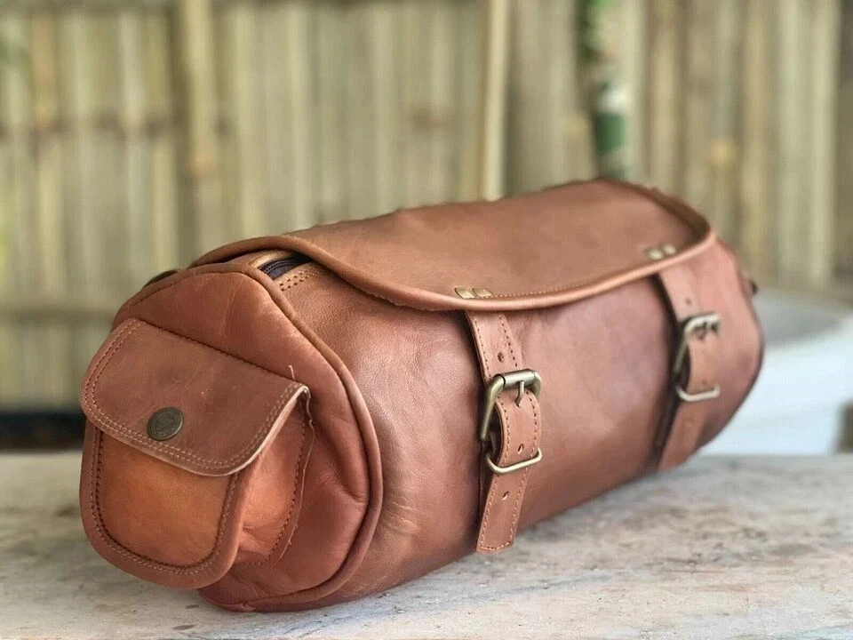 Goat Leather Motorcycle Tool Bag Brown Genuine