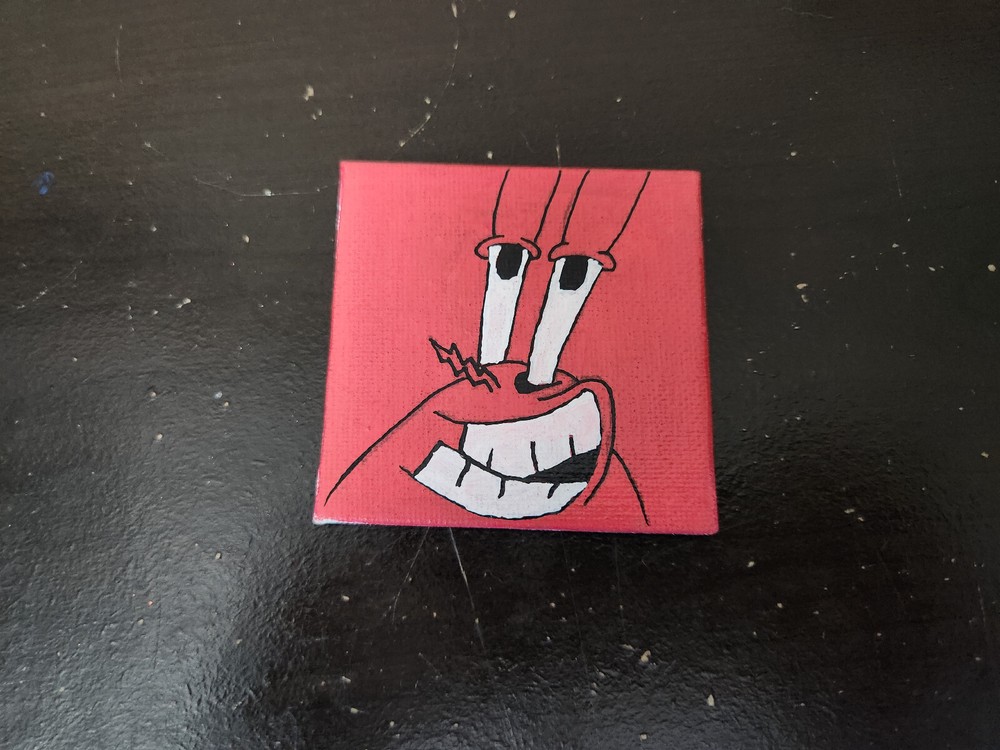 Handpainted Canvas Panel Magnet Mr. Krabs (*FAST SHIPPING!*)