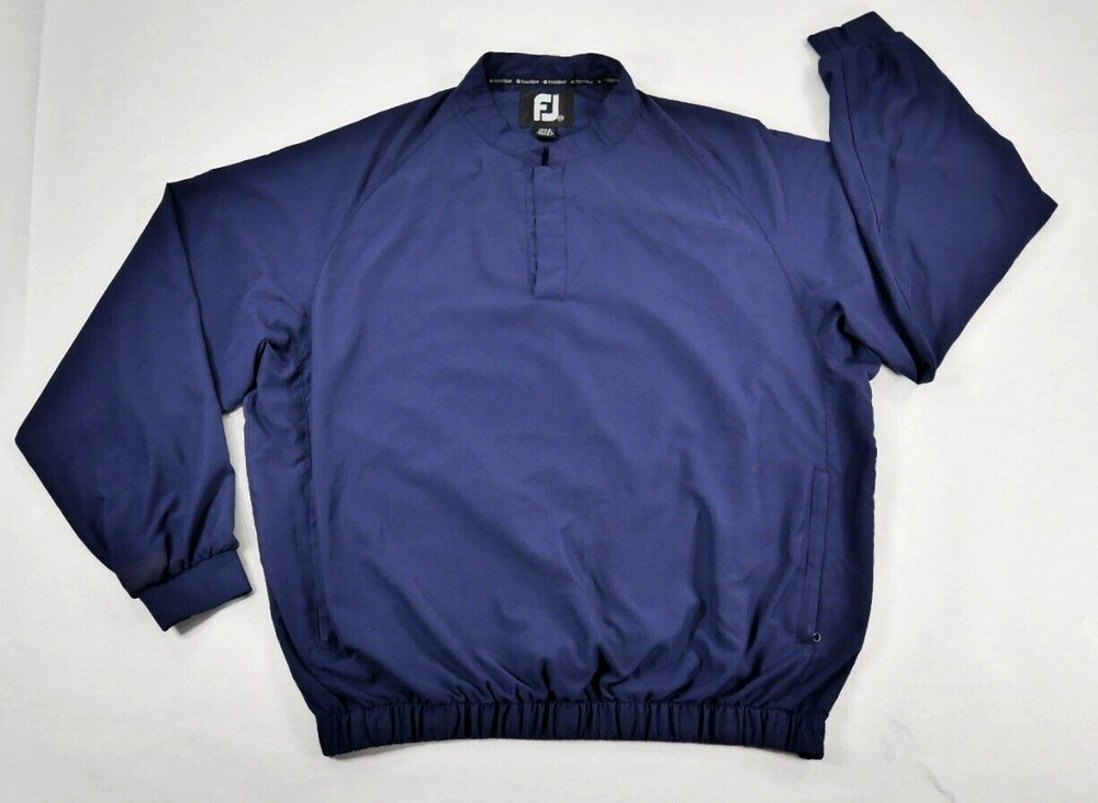FootJoy  Blue Windbreaker Jacket Pullover Band Collar Lined  Mens X Large