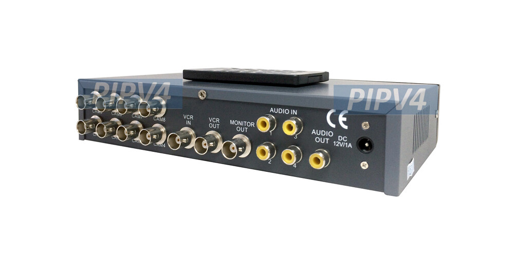 8-Channel BNC Multi-Viewer Video Multiplexer Dual Split Screen Out Audio Support