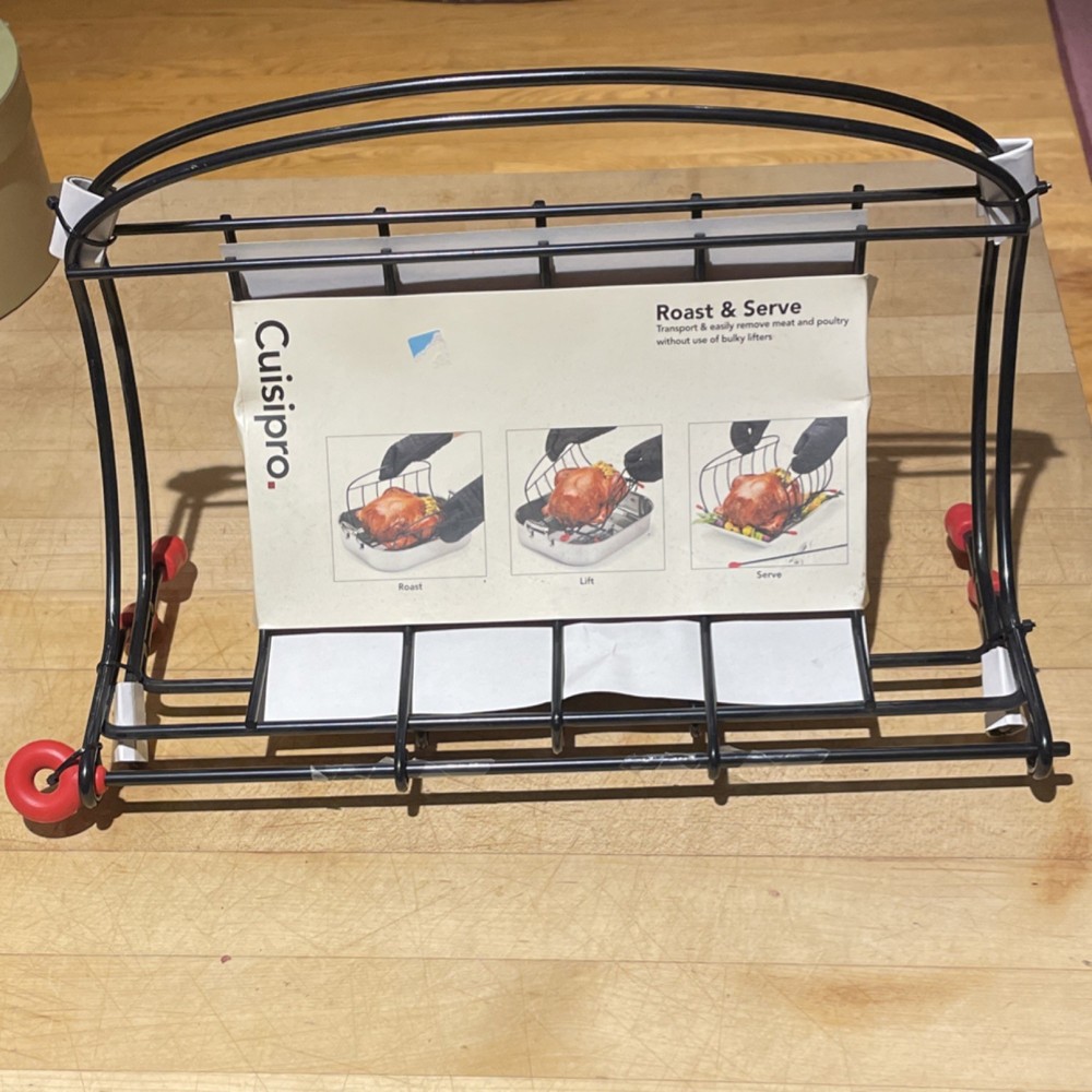 Cuisipro Metal Roasting Tray Rectangle Black Red Easy Clean for Oven