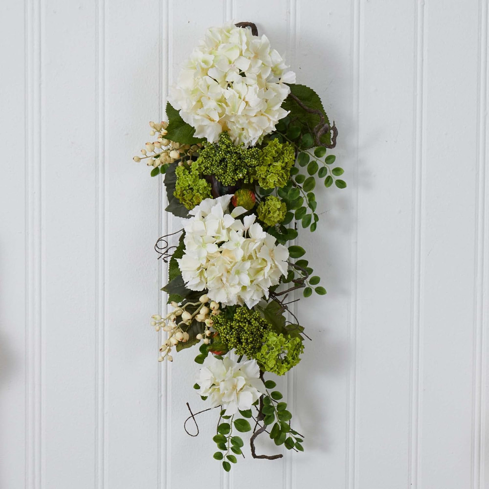 28In. Hydrangea Teardrop, White